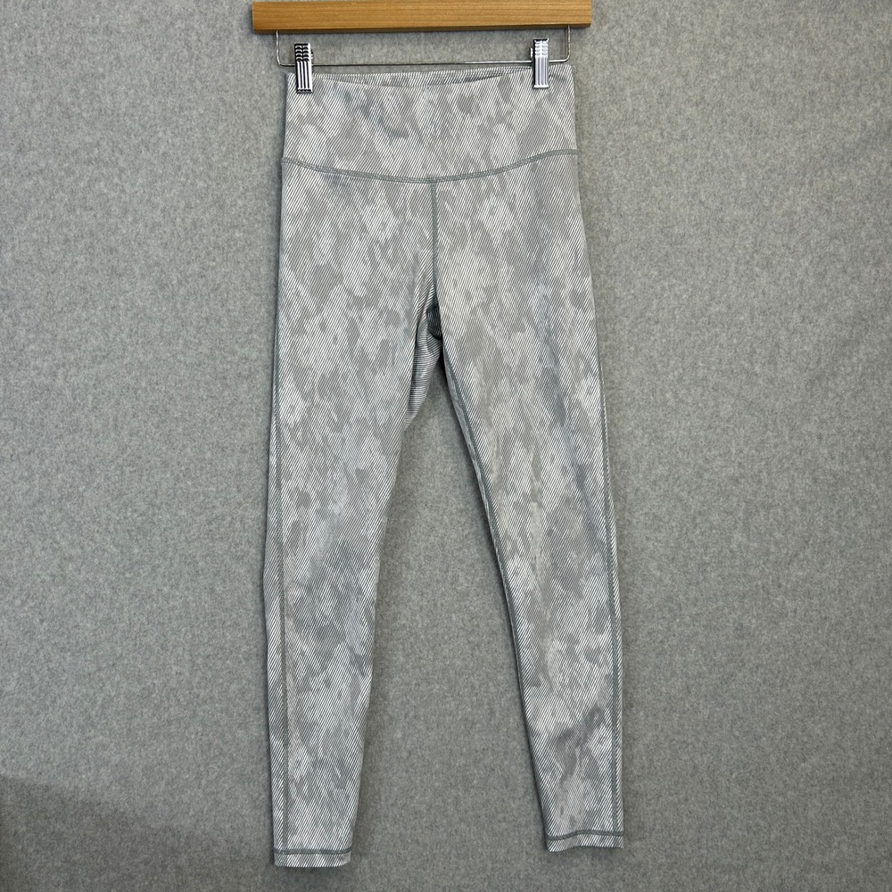 Lilybod Size Small Leggings Gray White Striped Camo‎ High Rise Full Length
